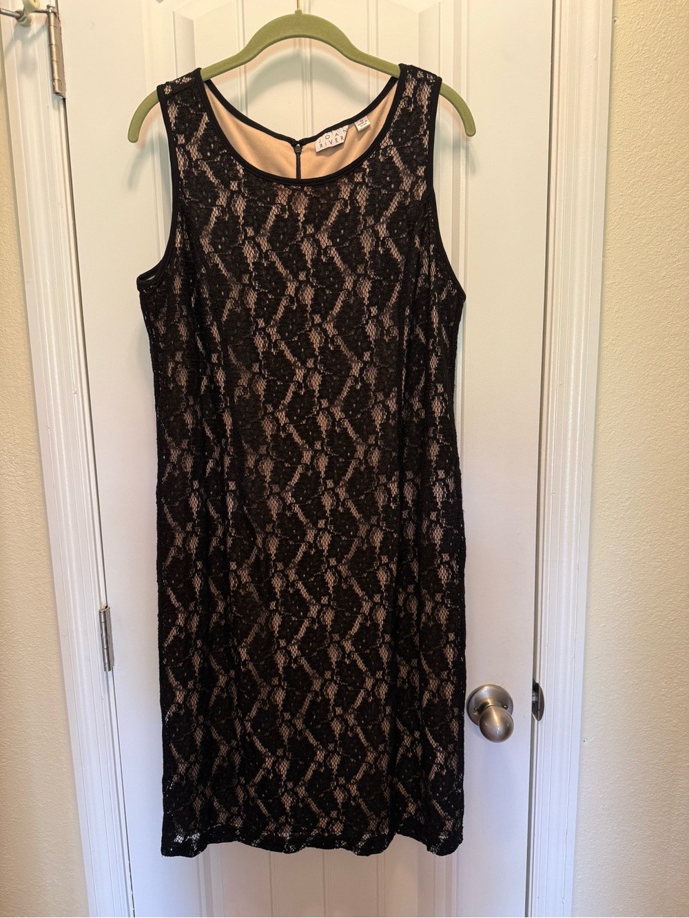 Joan Rivers Black Lace Midi Dress with Nude Lining
